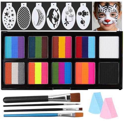 Juego de maquillaje infantil con colores para niños, paleta para maquillaje teatral, carnaval, Halloween, cosplay, kit de pintura corporal para adultos, niños, maquilladores