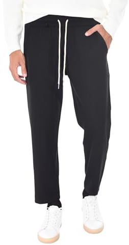 Ciabalù Pantalone Uomo Invernale Elastico in Vita Made in Italy in Caldo Cotone Pantalaccio Tinta Unita Capri (IT, Testo, XL, Regular, Regular, Nero)