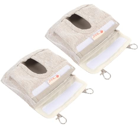 VICASKY Bolsa de Alimentación para Cobayas Pequeña S, 2 Unidades, Color Marrón, Colgante y Práctica, Comedero para Mascotas Pequeñas y Jaulas, Almacenamiento de Heno para Conejillos