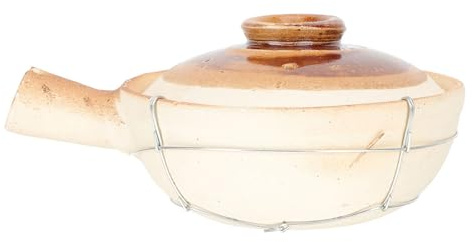 Lurrose Casseruola in Terracotta Manico Singolo da 0,8l, Facile da Pulire e Risparmio Gas, per Cucine Piccole e Cottura in Casa