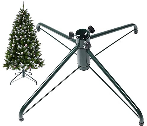 Ouvin 50 cm, 3.2 cm Durchmesser Weihnachtsbaumständer 4 Füße Metall-Halterung Gummifüße mit Fingerschraube, metall, grün, Large