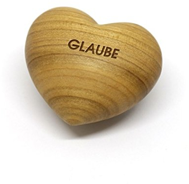 Thankgoods Holz-Herz Handschmeichler - Graviert mit Glaube - Unikat aus Obstholz