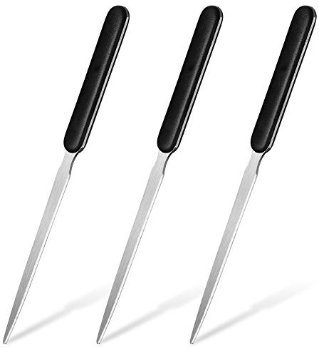 Zonon Office Letter Opener 3 Pcs Stainless Steel Knife Edge Blade Envelope Openers Lightweight Hand Letter Knives Mail Slitter Humanized Grip Handle Staple Removal Tool for Office