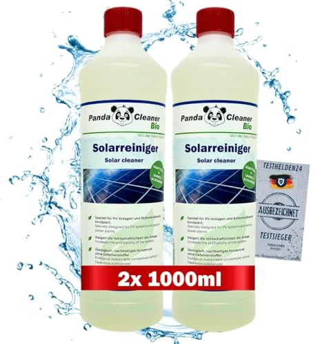 PandaCleaner Bio Solar Reiniger - 2L Photovoltaik Reiniger - Hochkonzentrat 1:100 - PV Anlage selber reinigen & Laufzeit verlängern - Für Balkonkraftwerke