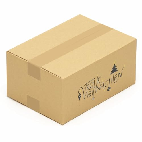 KK Verpackungen® Versandkartons mit Weihnachtsmotiv | 5 Stück, 300 x 215 x 140 mm Postkartons mit Frohe Weihnachten Motiv | Idealer Karton für den Paketversand von Weihnachtsgeschenken