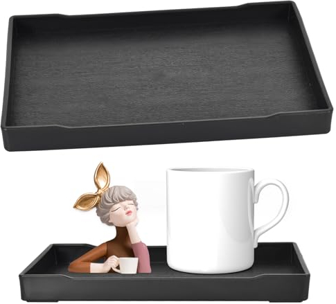 2Pcs Plateau de Rangement, Plateau Serviette Salle de Bain, Plateaux Rectangulaires en Plástica pour Baignoire, Plateaux pour Articles de Toilette, pour Tissus, Bougies, Savon, Serviette (Noir)