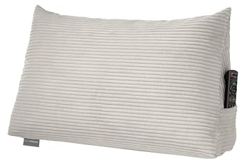 Traumnacht Cozy Rückenkissen, Lesekissen, 70x40cm, beige, Abnehmbarer,waschbarer Bezug aus gemütlichem Kord, praktisches Seitenfach, Öko-Tex Zertifiziert, produziert nach deutschem Qualitätsstandard