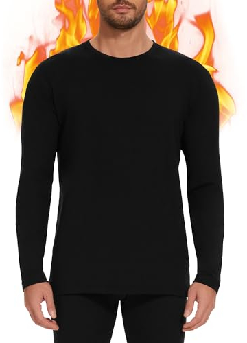 AKKQHH Thermoshirt Herren Thermo Oberteil Longsleeve Langarmshirt Thermounterwäsche Skiunterwäsche Warm Unterwäsche Männer Funktionsunterwäsche Winter(Schwarz (verdickt),L)