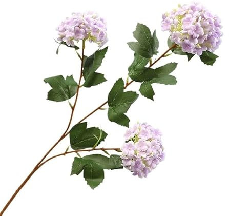 HXSCOO 3-head Wooden Hydrangea Artificial Flower Snowball Hydrangea Fake Flower Wedding Decoration Flower Wind Home Decoration Fake Flower(Lightpurple)