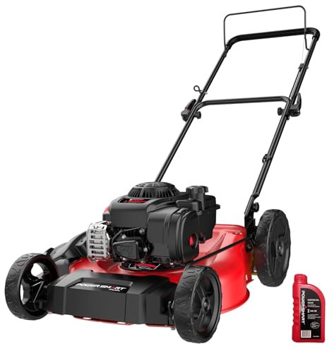 PowerSmart 21 2-in-1 Push Lawn Mower, 144cc Engine,Mulching, Bagging, High Wheels, Lightweight and Easy Assembly,6 Cutting Height, Lightweight,for Garden Yard