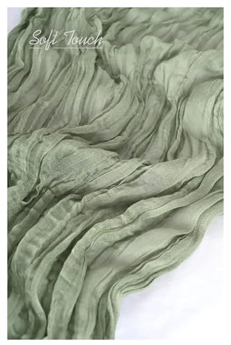 OZLCUA Runner da tavola in Garza 10PCS Semi-Sheer Gauze Green Table Runner Cheesecloth Rustic Country Beach Wedding Party Table Decor Table Runners Lavabile Tablerunner(Light Green,90 x 300cm)