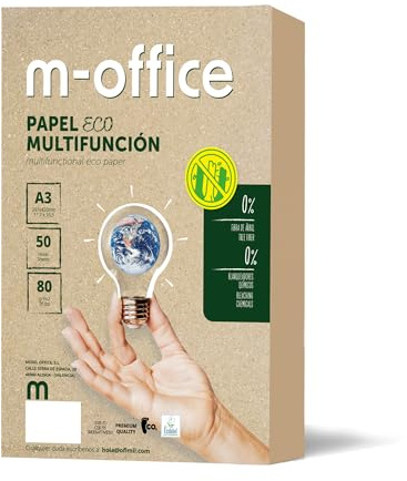 Återvunnet din A3-papper, 80 g A3-foliopaket, kopierings- och skrivarpapper, 1 förpackning med 50 ark A3, 100% återvunnet papper, m-office (50 ark)