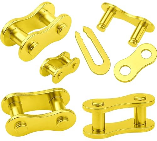 Chaîne de vélo à une vitesse | Maillon Master Link pour chaîne de vélo | Maillon rapide | Connecteur de chaîne | MTB Master Link 1/2 x 1/8 Convient à tous les vélos à vitesse unique Doré 5 unités