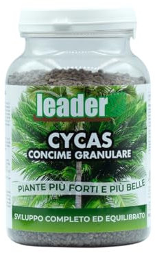 LEADER, Concime Granulare Specifico Per Pianta di Cycas, In Vaso o In Terra, Equilibrato Apporto di Elementi Nutritivi, Sviluppo Rigoglioso, Applicazione Facile ed Uniforme, Formato 1Kg