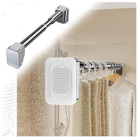 Barre de Penderie, Tringle à vêtements Extensible, Barre télescopique de Cintre de vêtements argenté détachable, Poteau de Tension de Rail de vêtements de buanderie Polyvalent(2.1-3.0m (6.9-9.8 ft