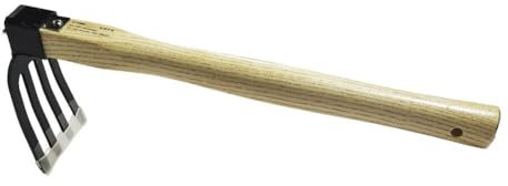 Cultivateur à main avec manche en bois - Râteau de jardin - Mini binette et cultivateur de jardin - Binette à main et motoculteur pour creuser, désherber, jardiner et cultiver