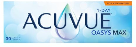 ACUVUE OASYS MAX 1-DAY FOR ASTIGMATISM – 30 Tageskontaktlinsen mit -1.50 dpt, Cyl -1.25, Ach 180 & BC 8.5