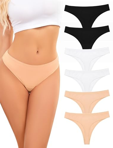 ANSUKOO Stringtrosor Dam,String Trosor UnderkläDer Flerpack,Bomull Thong | Women Underwear Brazilian Stringtrosa,Tanga Damtrosor,6 Pack Trosa,Sport Trosor Multipack