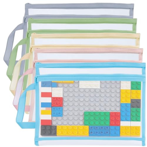5 Pcs Mesh Zipper Pouch Bags, Clear Toy Storage Bags with Zips, Nylon Bag Organisers for Puzzles Building Blocks Board Game Books Toys Organiser Storage and Organization in Home Office(13.4x9.8 in)