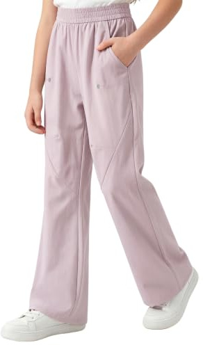 Hoseay Pantalones Outdoor Niñas, UPF 50+ Pantalón Deportivos Edad 5-15 | Impermeable, Acampanados, con Rayas Reflectantes, Transpirables, Verano Jogger para Infantiles, Casual Streetwear
