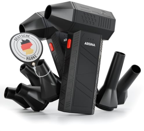 ABSINA Souffleur air comprimé 110 000 TR/Min, 3 Vitesses, Rechargeable | Lot de 2 - mini souffleur sans fil puissant avec 4 embouts - pour PC, maison, voiture, etc. - kit nettoyage clavier