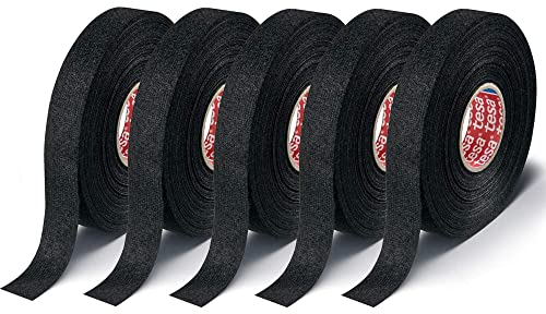 Tesa 51608, 15m X 19mm Adhesive Wiring Loom Cloth Tape Original Isoband 5 Pcs Pack by Tesa,Black