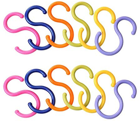 esowemsn 12pcs(2 Packs) S Shaped Colorded Plastic Hanging Hooks,Shirt/Towel/Dress/Clothes Hanger Hook Home Kitchen Accessories (12)