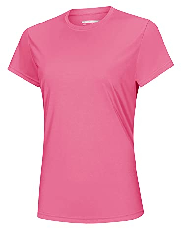 MAGCOMSEN Laufshirts Damen Fitness Sport T-Shirt Gym Yoga Top Sommer Kurzarm Funktionsshirt Frauen UV Sonnenschutz Shirts Outdoor Leicht Trainingsshirt für Jogging Running Rosa L