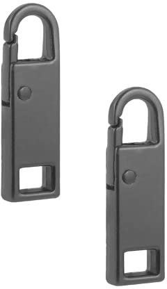 2 Pcs Tirettes de Réparation Fermeture Eclair, Onglets Zip de Rechange, Détachable Zipper Fixateur Tête, Metal Zipper Pull Replacement, pour Backpack, Manteau, Jeans(Noir,37x10x 4mm)