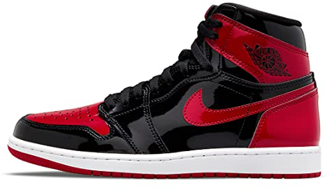 Jordan 1 Retro High OG Patent Bred Herren 555088-063, Schwarz/Weiß-Varianten Rot, 43 EU
