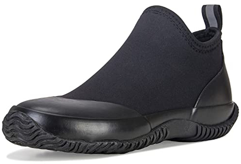 BAXINIER Waterproof Garden Shoes Mens Lightweight Low Short Rain Footwear Outdoor Neoprene Rubber Boots - Black 7