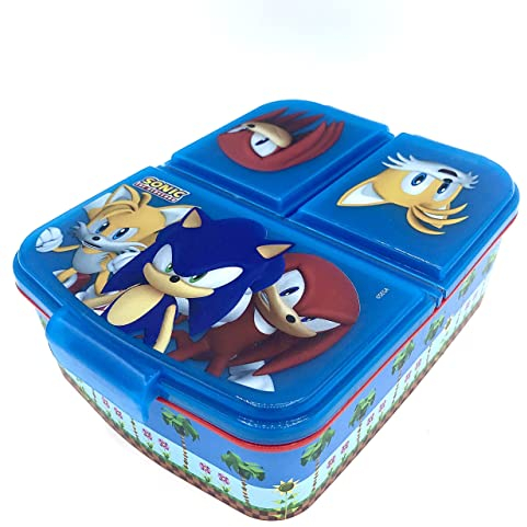 Stor - Sonic Lunchbox - School Travel Lunch Food Box - 3 Compartiment Rectangular Lunch Box - Lunch and Snack Container - 6,7x16,5x19,5 CM - 150GR