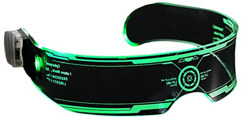 Lecerrot 2 Pcs Gafas ciberpunk,Gafas con luz LED - Visera LED con 7 Colores, Gafas Cyberpunk Luminosas para Cosplay Halloween Bar Club