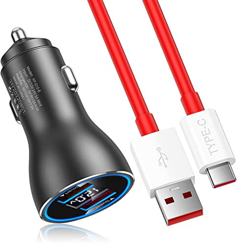 80W pour Supervooc Allume Cigare pour Oneplus 13R/10 Pro/Nord 5 4 3 2T CE5, Allume Cigare USB et Câble USB C 1M, 2 Ports Chargeur Voiture Charge Rapide pour OPPO Find X9 X8 X5 Reno 14F 13F 12F A80 A40