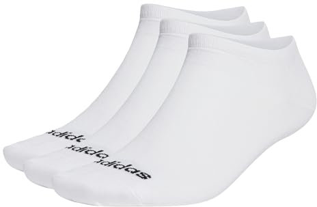adidas Unisex Thin Linear Low-Cut Socks 3 Pairs, White / Black, 4.5-6