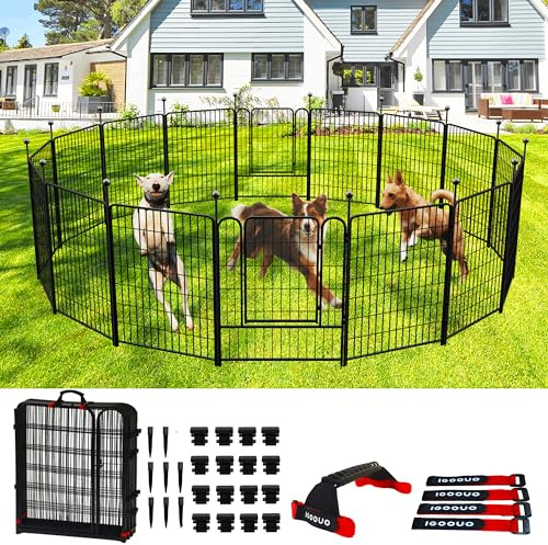 IGOOUO Portable Dog Fence Outdoor for Yard 36'' High, Dog Playpen with Rustproof and Sturdy Stakes for Medium/Large Dogs, 3ft Dog Play Pen for RV Camping(8 Panels)