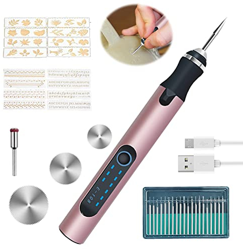 Elektrische Gravierstift, Multifunktionaler Gravierwerkzeugsatz, Tragbare Drahtlose Gravurwerkzeug Ätzstift für DIY Schmuck Metall Glas Kunststoff Holz Keramik Stein Gravur