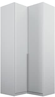 Rauch Möbel Alabama Eckschrank Schrank Kleiderschrank Grau, 2-türig, Inklusive Zubehörpaket Basic, 1 Kleiderstange, 7 Einlegeböden, BxHxT 100x229x102 cm