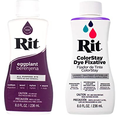 Rit Dye – 237 ml, flüssige Stofffarbe für Kleidung, Dekor und Handwerk – Aubergine mit Farbfixiermittel