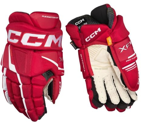 CCM Tacks XF Pro Senior - Guanti da hockey su ghiaccio, 14 pollici, colore: Rosso/Bianco