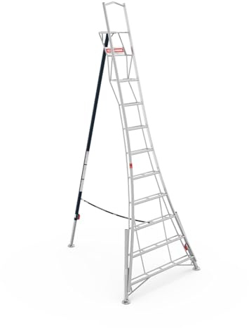 Henchman Fully Adjustable Aluminium Tripod Ladder - 3 Adjustable Legs, 150kg Load Capacity, 5-year warranty, Free Rubber Feet for Indoor Use (12ft / 3.6m)