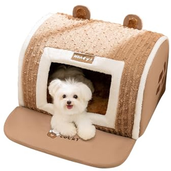 Galatée Casa para Gatos, Cueva para Gatos Suave y Acogedora, Tienda De Campaña para Perros Pequeños, Casa y Tienda De Campaña para Gatos Suaves, Casa para Mascotas con Dibujos Animados(2XL, Marrón)