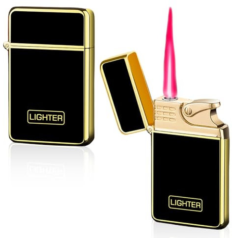 2 Stück Feuerzeug: Feuerzeug Sturmfeuerzeug Winddicht, Jetflamme Sturmfeuerzeug, Sturmfeuerzeug Gas Nachfüllbar, Konsistent Flamme, Jet Feuerzeug Gasfeuerzeug für Küche, Grill, Camping(Ohne Gas)