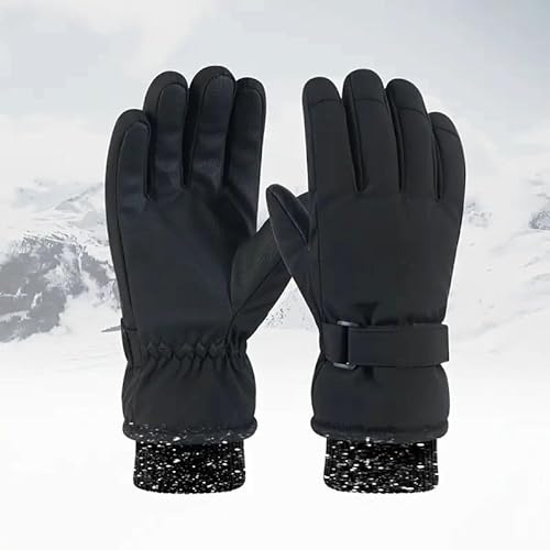 SOCK-TEC Ladies Ski Gloves Touch Screen Plush Lining Waterproof Windproof Extreme Cold Weather Thermal Winter Warm Glove for Women - Skiing,Cycling,Motorcycle,Running,Outdoor Sports (Black, One Size)
