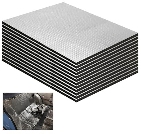 12 Pièces Tapis D'Isolation Acoustique 250 x 180 x 5 mm Tapis de Voiture Isolant Autocollant Tapis Insonorisant pour Voiture Tapis D'isolation Phonique pour Isolation Phonique Étanche Ignifuge
