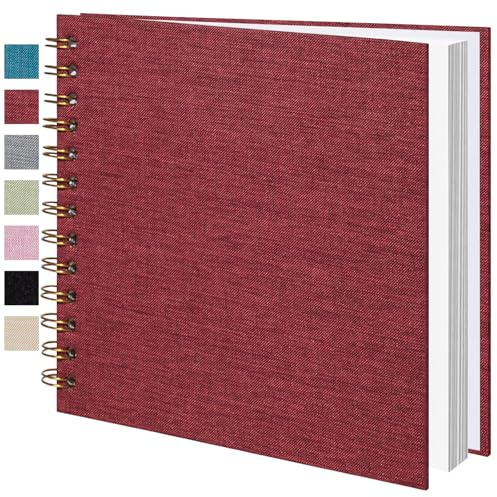 Jubilife Mini Scrapbook 17.5x17.5 CM Linen Photo Album Kraft White Pages Memory Book for Wedding, Baby, Family, Graduation, Travel & Vacation Memories