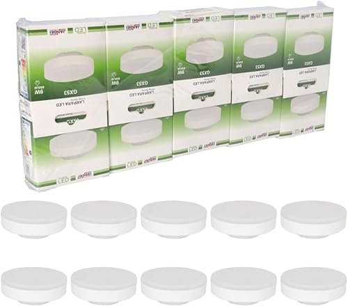 JANDEI - 10 ampoules LED GX53 9 W (équivalent à 75 W), 900 lumens. Parfait pour les maisons, les chambres, les salons et les couloirs. Dimensions : 74 x 28 mm. (blanc froid 6000 K)