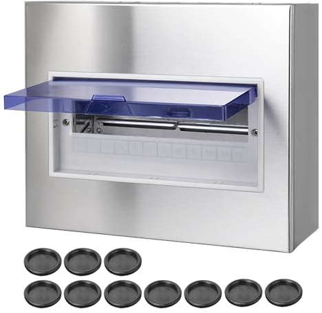 CHENGPI Scatola Elettrica da Esterno in Acciaio Inox 304,Scatola di Distribuzione,Scatola Elettrica Impermeabile,Quadro Elettrico Esterno a Montaggio Superficiale 12 Moduli