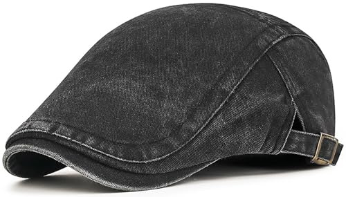 WULIQIUQIU Men's Newsboy Hats Flat Ivy Gatsby Cap Irish Cabbie Driving Golf Hunting Hat Black