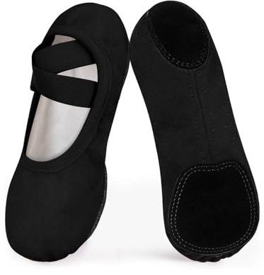 BALAYSIER Ballet Shoes for Girls Split Sole Dance Shoes with Cross Elastic Straps Ballet Slippers for Toddlers Kids Adults